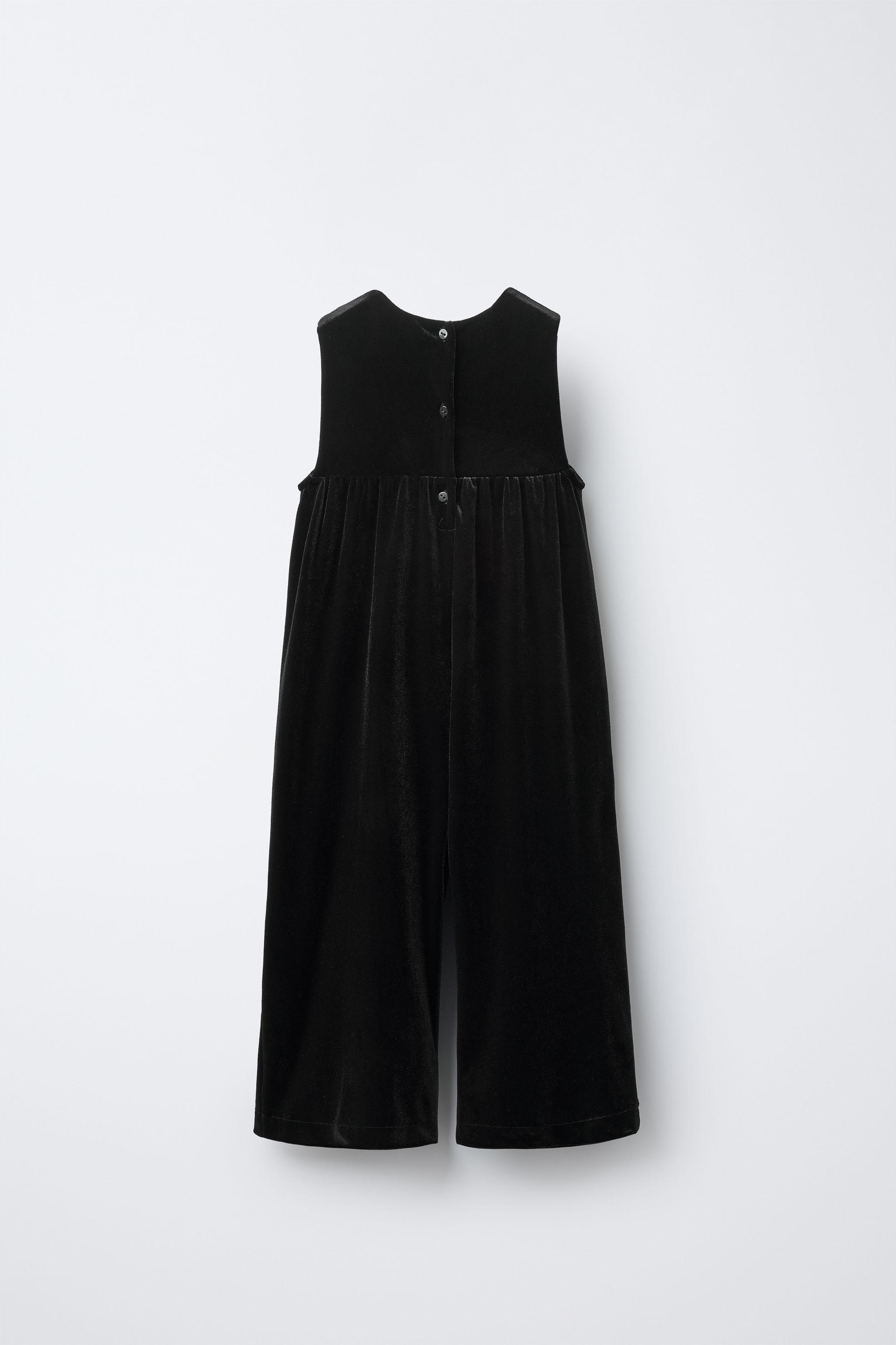 LONG VELVET JUMPSUIT WITH BOW